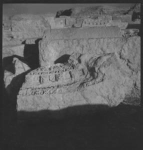 Palmyre/Tadmor, sanctuaire de Baalshamîn, fragment de corniche incurvée du thalamos